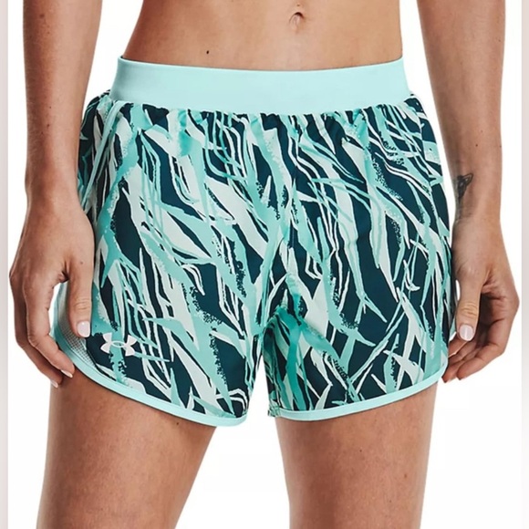 Under Armour UA Fly by 2.0 Printed Running Shorts in Aqua Teal Blue Size Small - Picture 1 of 5